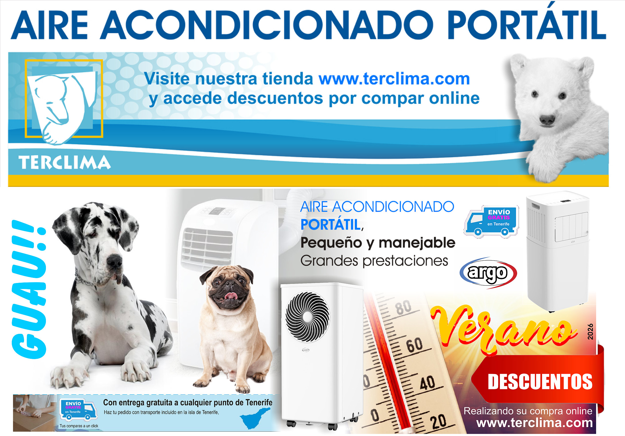 Aire acondicionado portátil. Verano 2026